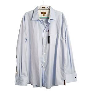 Egara Dress Shirt Mens 3XLT Non-Iron Slim Fit Blue Textured French Cuff New